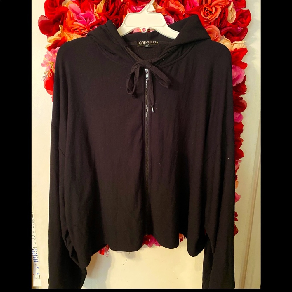 Bell Sleeve Cropped Zip-up Hoodie